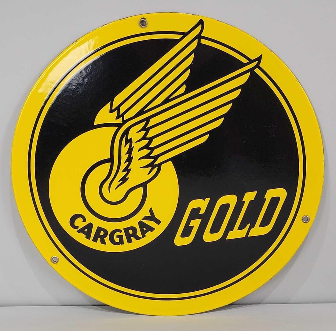 Cargray Gold w/Logo Porcelain Pump Sign (TAC) (1 of 5)