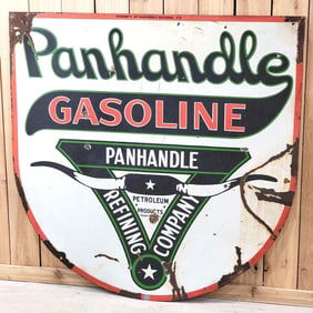 Panhandle Gasoline w/Logo Porcelain Identification Sign (TAC)