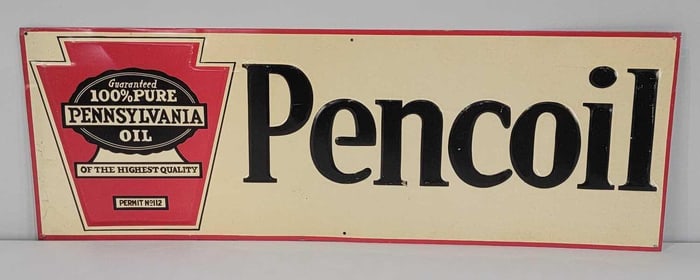 Pencoil (motor oil) w/Permit #112 Metal Tacker Sign (TAC)