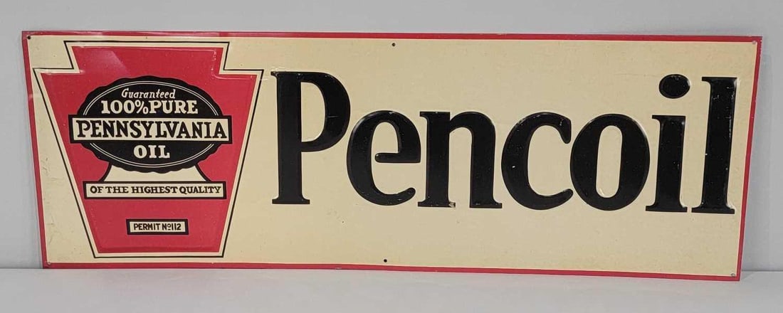 Pencoil (motor oil) w/Permit #112 Metal Tacker Sign (TAC) (1 of 5)
