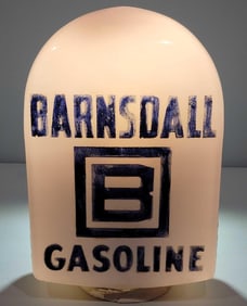 Barnsdall Gasoline w/Logo OPE Milk Glass Globe (damaged) (TAC)