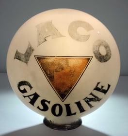 LACO Gasoline w/Logo OPE Milk Glass Globe (TAC)