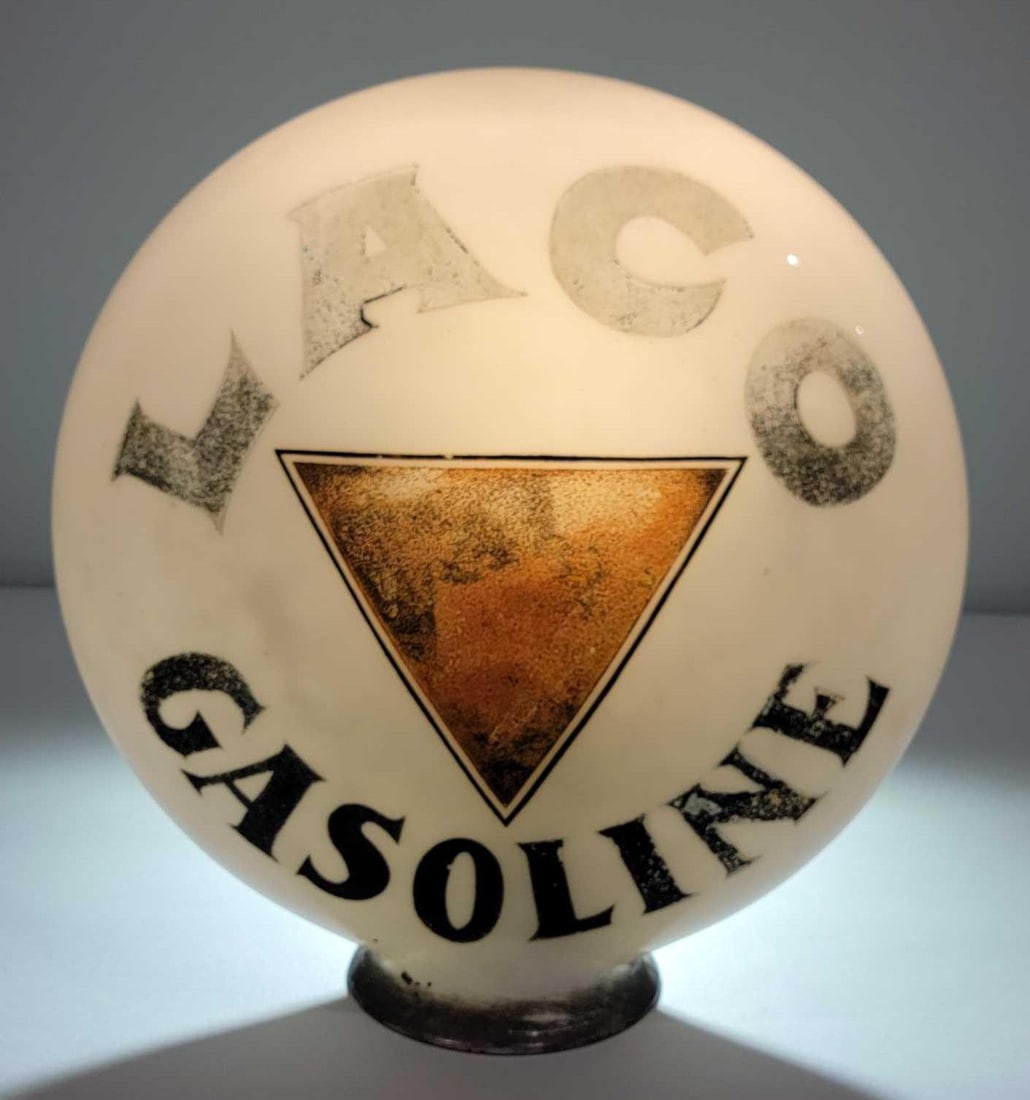 LACO Gasoline w/Logo OPE Milk Glass Globe (TAC) (1 of 2)