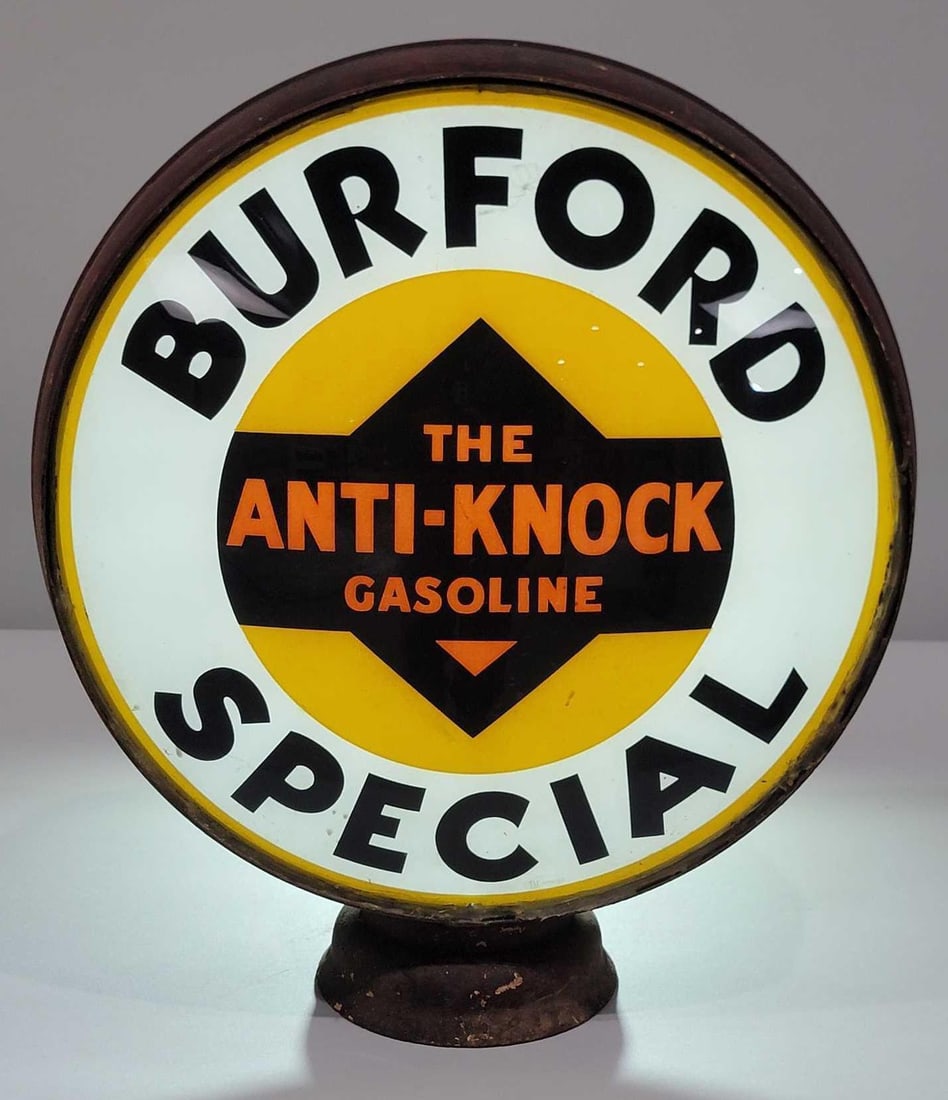 Burford Special "The Anti-Knock Gasoline" 15" Single Globe Lens (TAC) (1 of 2)