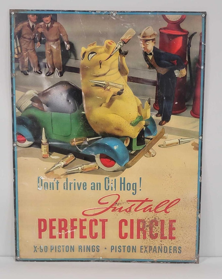 Install Perfect Circle X-90 Piston Rings w/Thirsty Hog Image Metal Sign (TAC) (1 of 4)