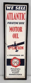 We Sell Atlantic Aviation Motor Oil w/Plane Logo Metal Sign (TAC)