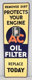 AC Oil Filter Protects Your Engine Replace Today Metal Sign (TAC)