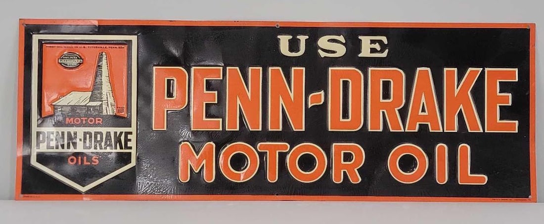 Use Penn-Drake Motor Oil w/Logo Metal Tacker Sign (TAC) (1 of 5)