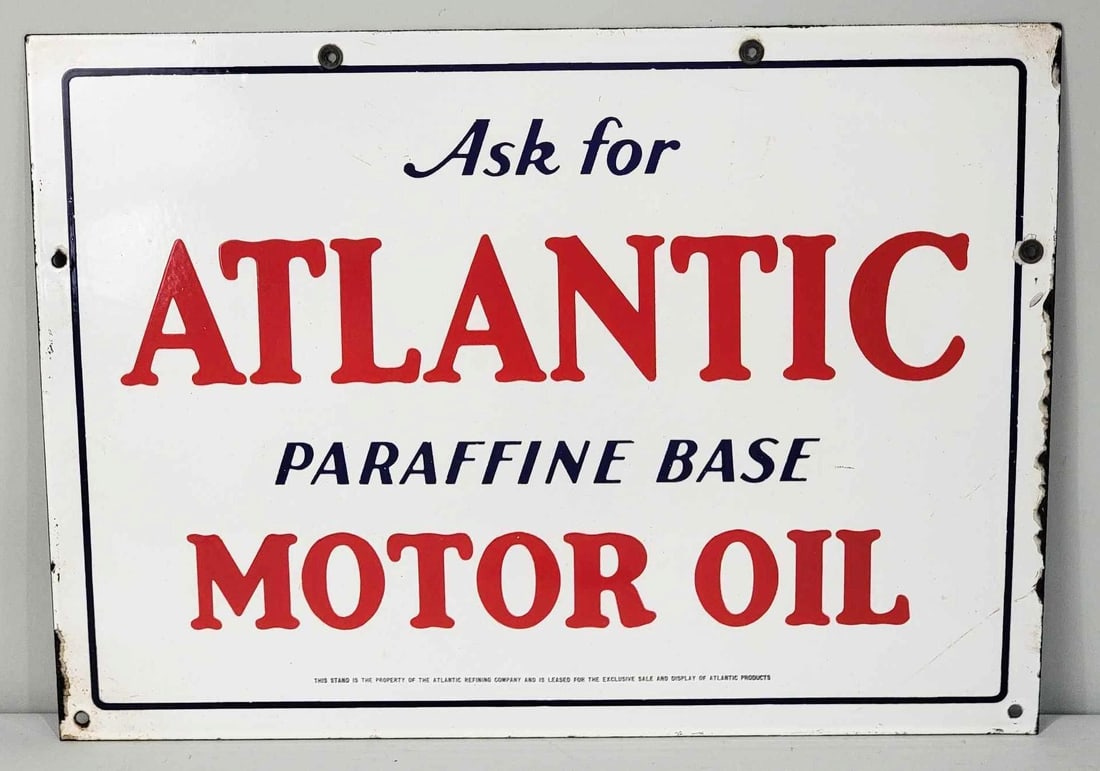 Ask for Atlantic Paraffine Base Motor Oil Porcelain Sign (TAC) (1 of 5)