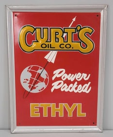 Curt's Power Packed Ethyl w/Logo Metal Pump Sign (TAC)