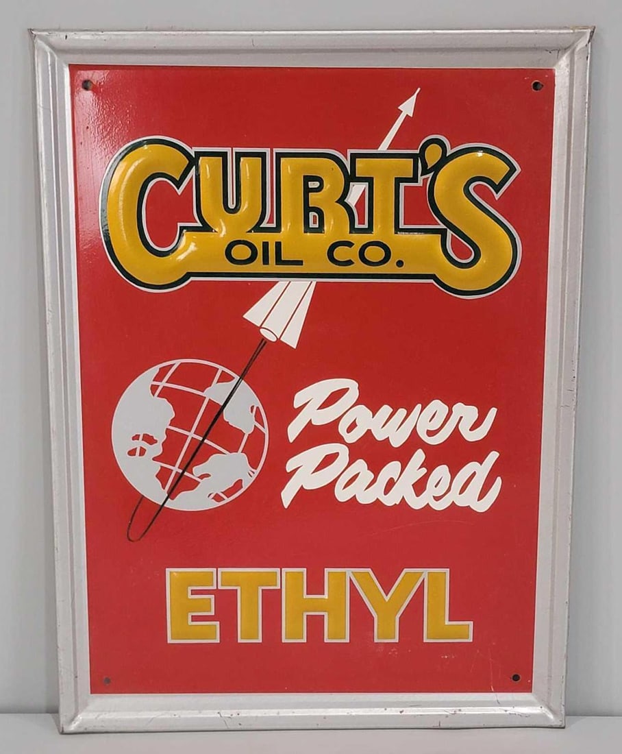 Curt's Power Packed Ethyl w/Logo Metal Pump Sign (TAC) (1 of 5)