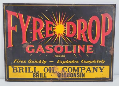 Fyre-Drop Gasoline w/Logo Metal Tacker Sign (TAC)