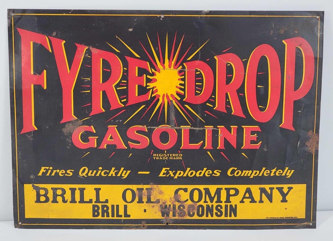 Fyre-Drop Gasoline w/Logo Metal Tacker Sign (TAC) (1 of 5)