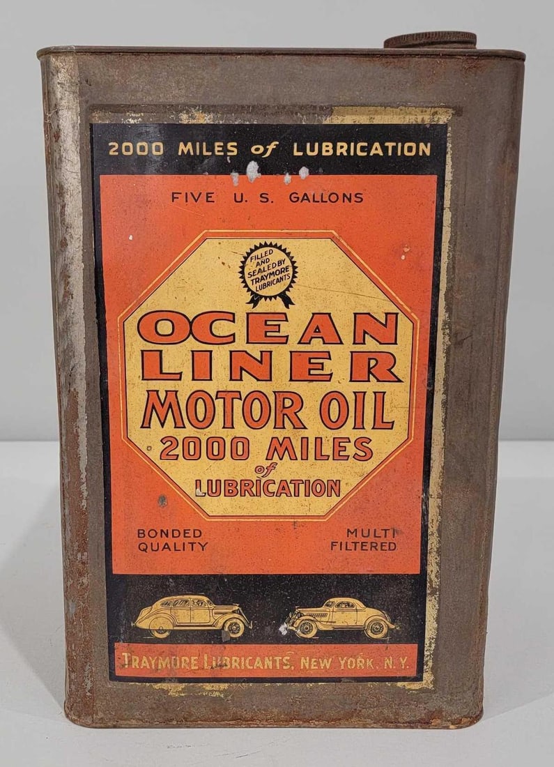 Ocean Liner Motor Oil Five-Gallon Square Metal Can (1 of 5)