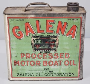 Galena Processed Motor Boat Oil w/Logo One Gallon Flat Metal Can
