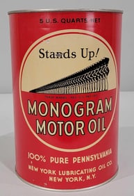 Monogram Motor Oil w/Logo Five-Quart Round Metal Can (TAC)