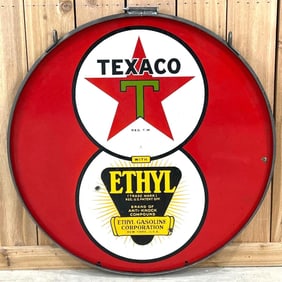 Texaco Ethyl w/Eight-Ball Logo Porcelain Sign (TAC)