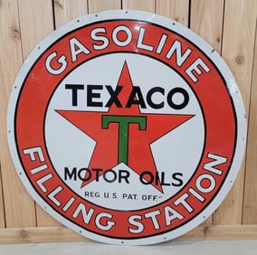 Texaco (black-T) Filling Station Porcelain Sign (restored)