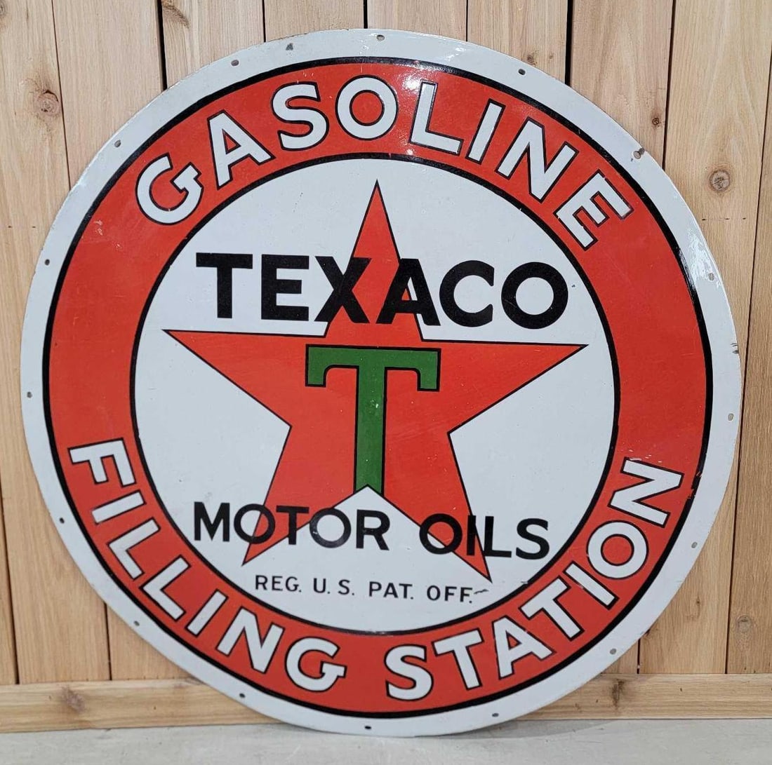 Texaco (black-T) Filling Station Porcelain Sign (restored) (1 of 4)