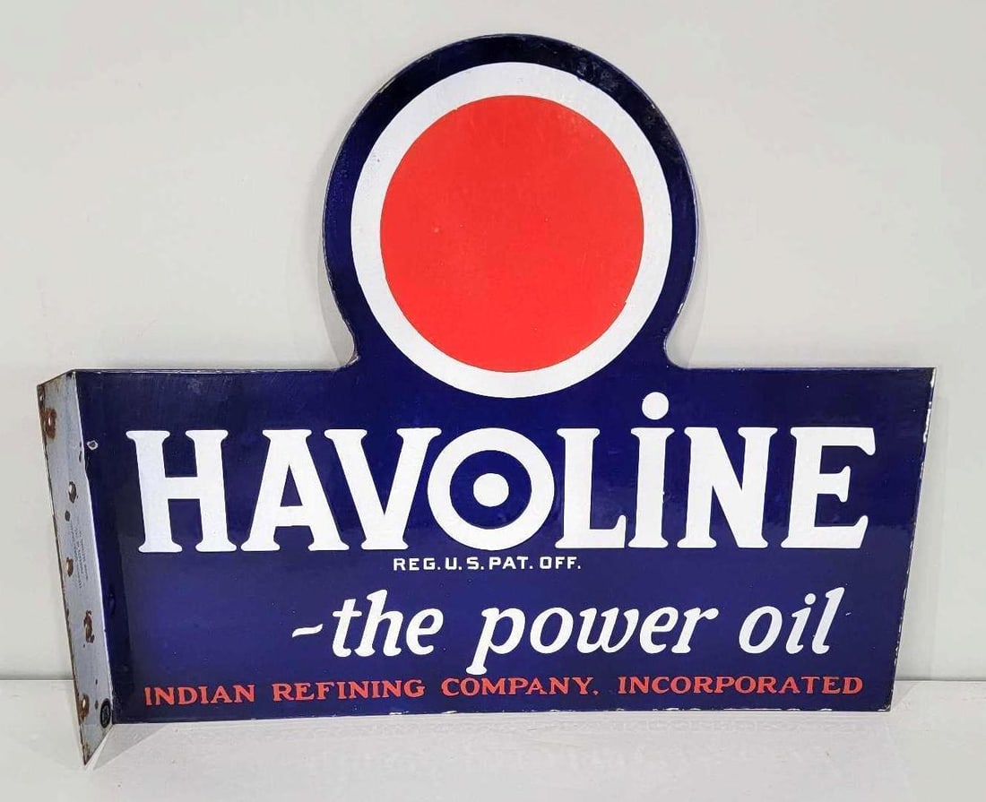 Havoline -the power oil w/Red Dot Logo Porcelain Flange Sign (TAC) (1 of 9)