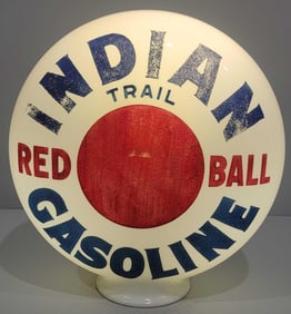 Indian Red Ball Trail Gasoline OPE Milk Glass Globe (TAC)