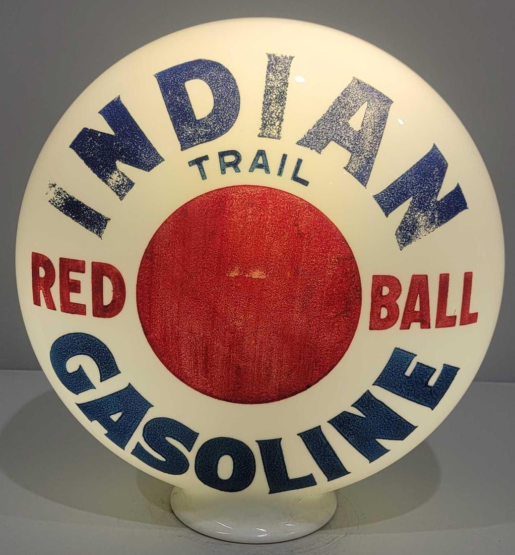 Indian Red Ball Trail Gasoline OPE Milk Glass Globe (TAC) (1 of 2)