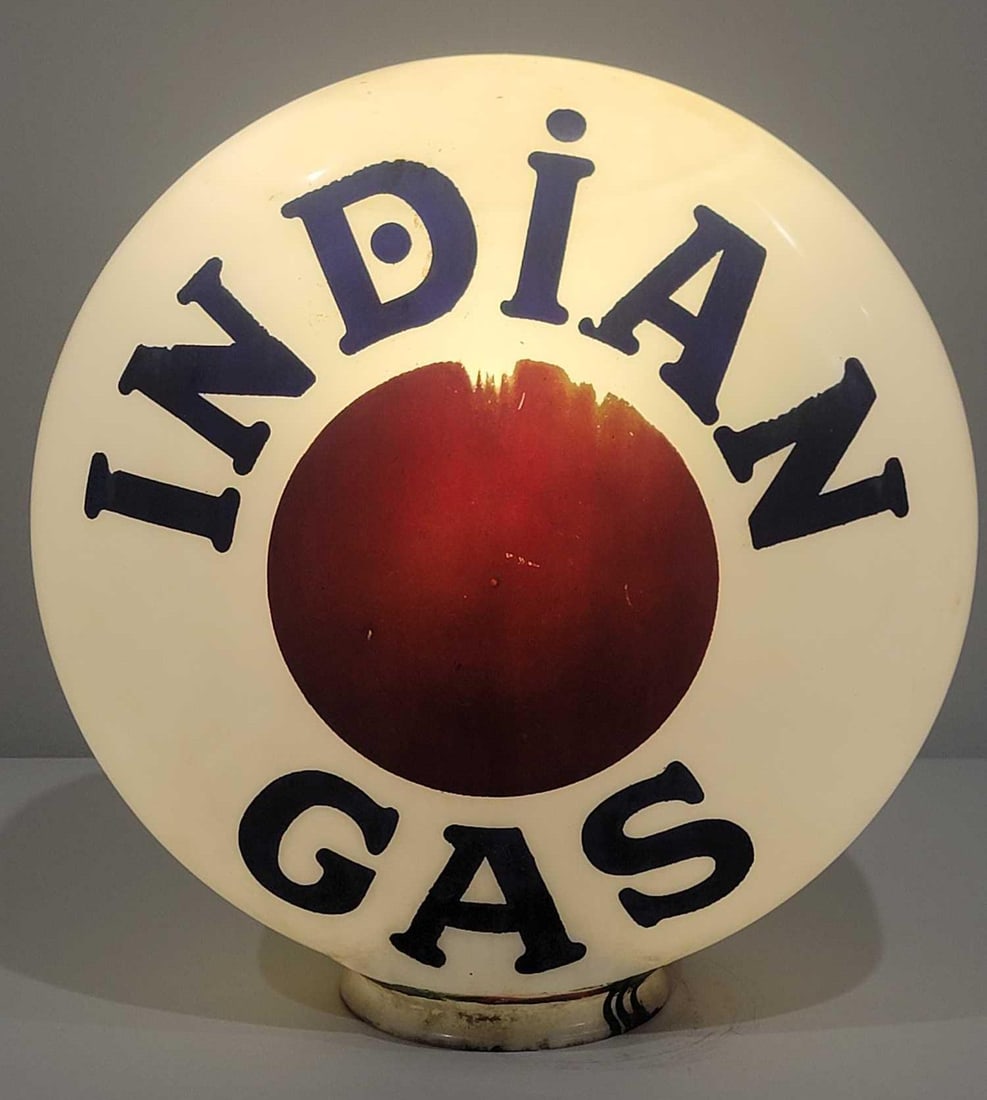Indian Gas w/Red Dot Logo OPB Milk Glass Globe (TAC) (1 of 2)