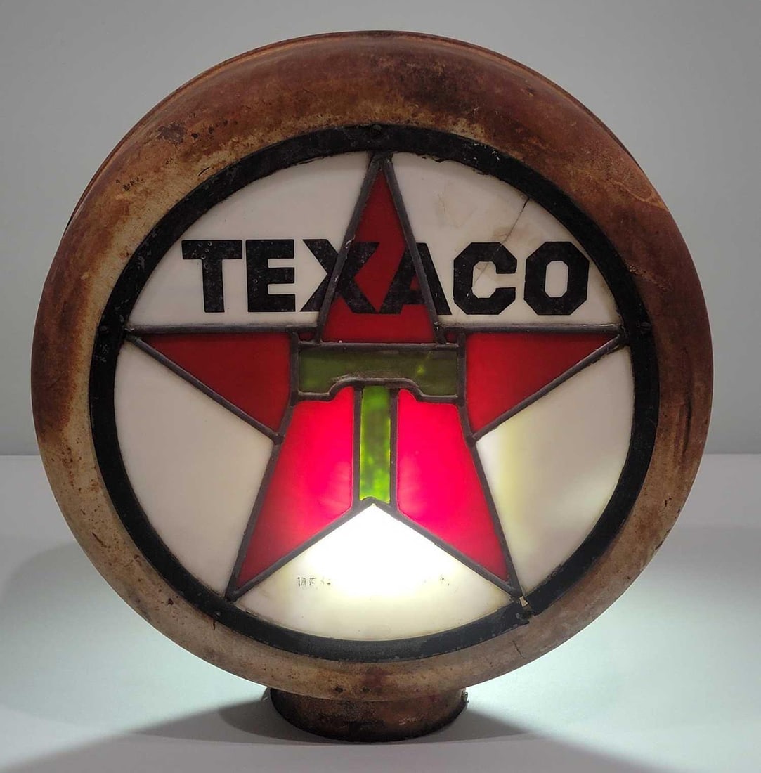 Texaco Star Logo Leaded Stain Glass Globe (TAC) (1 of 2)