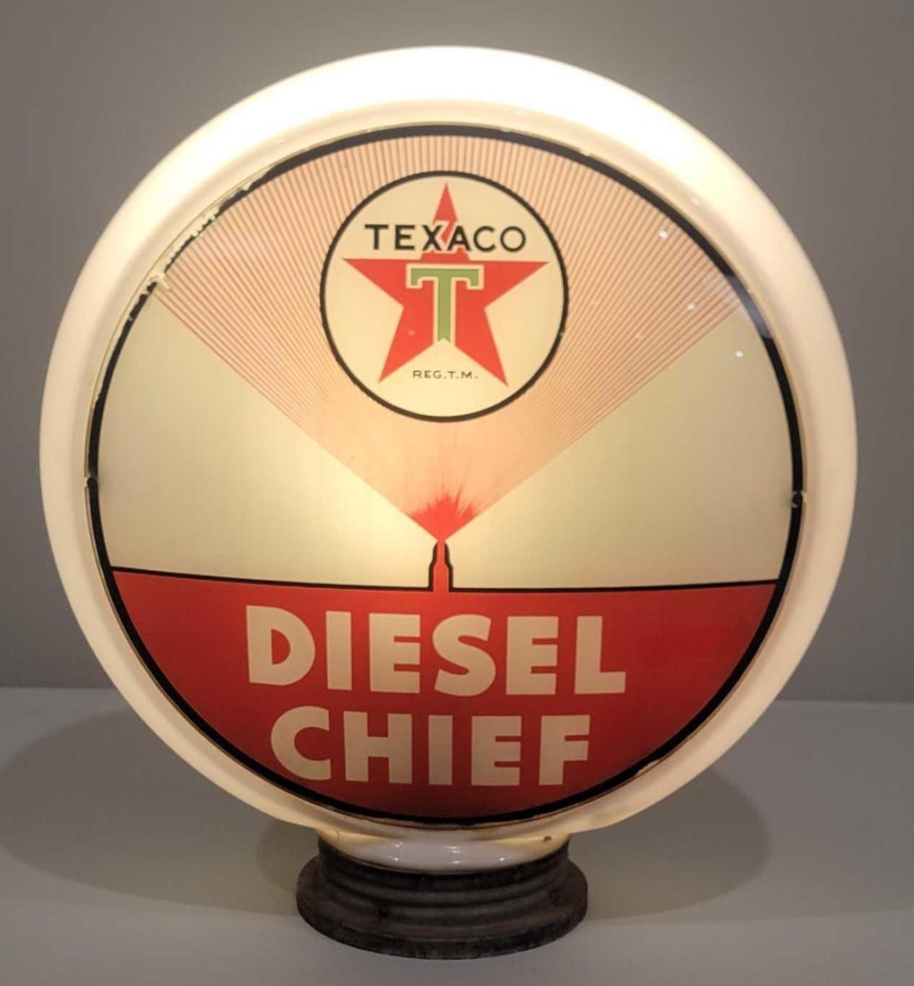 Texaco (white-T) Diesel Chief 13.5" Globe Lenses (1 of 3)