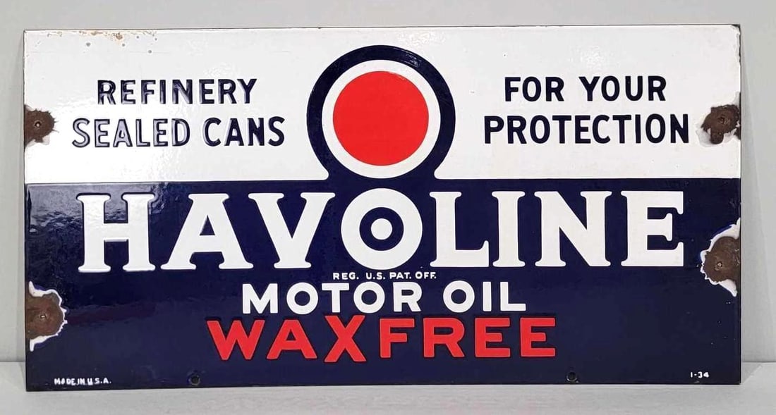 Havoline Motor Oil Wax Free Porcelain Sign (TAC) (1 of 7)