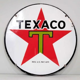 Texaco (black-T) Star Logo Porcelain Sign (TAC)