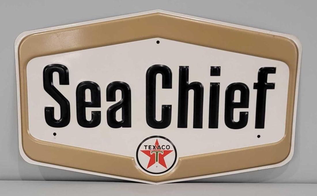 Texaco (new logo) Sea Chief Metal Pump Sign (TAC) (1 of 5)