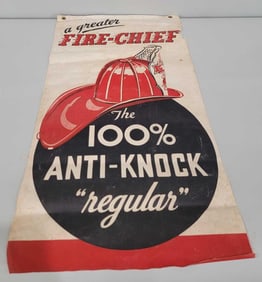 (Texaco) A Greater Fire Chief "The 100% Anti-Knock" Cloth Banner