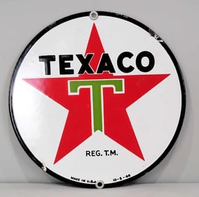 Texaco (white-T) Star Logo Porcelain Sign (TAC)