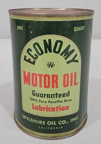 Economy Motor Oil (Polly) One-Quart Round Metal Can