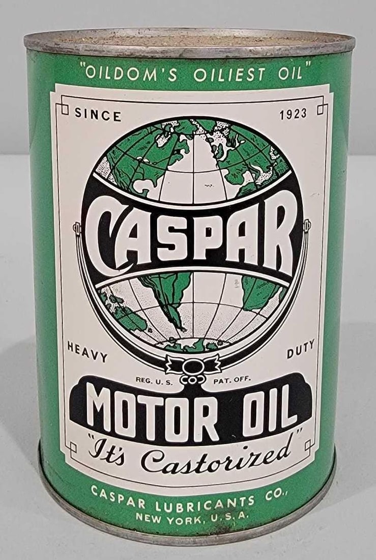 Caspar Motor Oil w/Logo One-Quart Round Metal Can (TAC) (1 of 5)