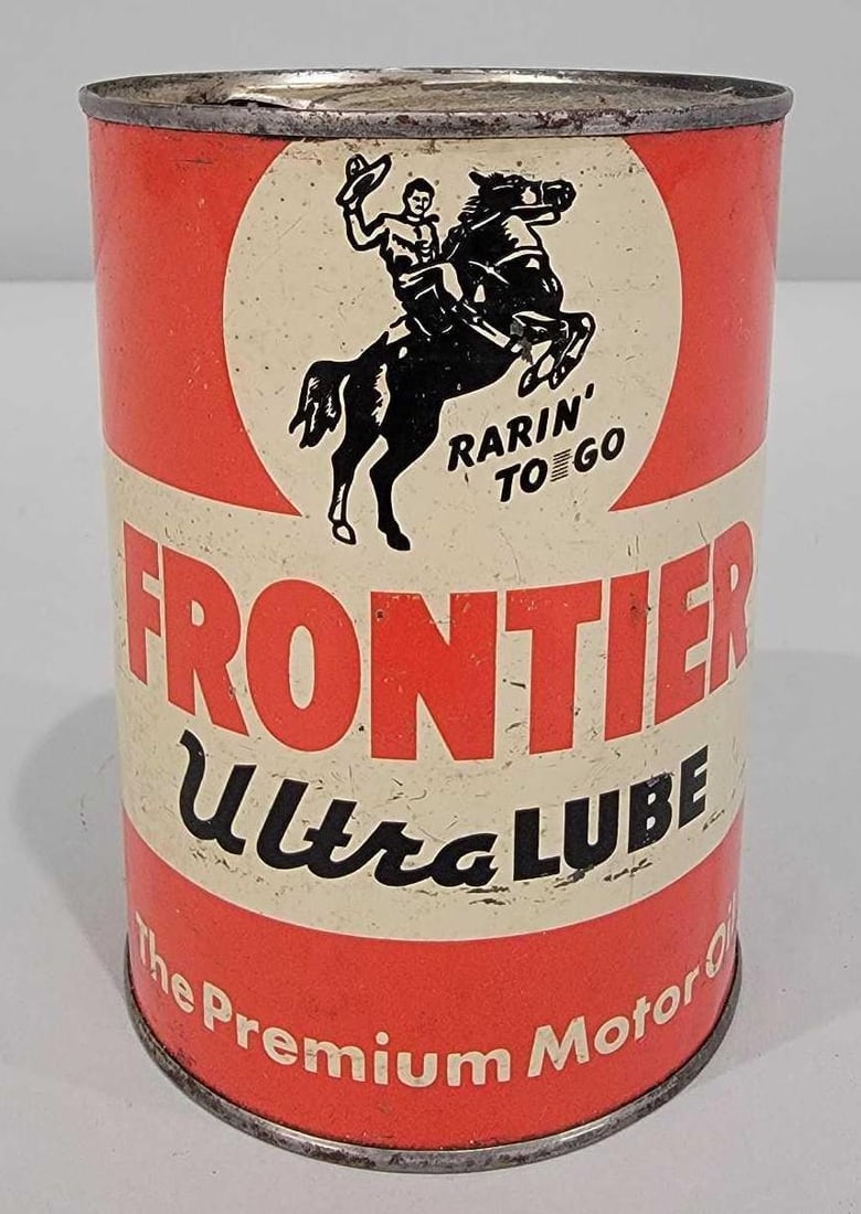 Frontier Ultra Lube Motor Oil w/Logo One-Quart Round Metal Can (TAC) (1 of 6)