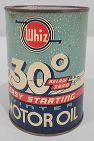 Whiz Winter Motor Oil One-Quart Round Metal Can (TAC)