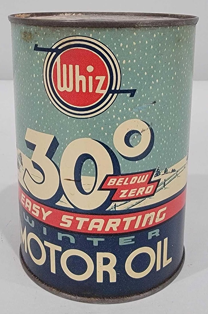 Whiz Winter Motor Oil One-Quart Round Metal Can (TAC) (1 of 6)
