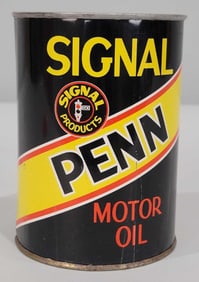 Signal Penn Motor Oil w/Logo One-Quart Metal Can, Re-rolled (TAC)