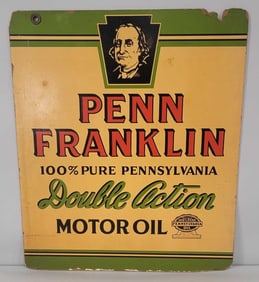 Penn Franklin Double Action Motor Oil w/Logo Masonite Sign (TAC)