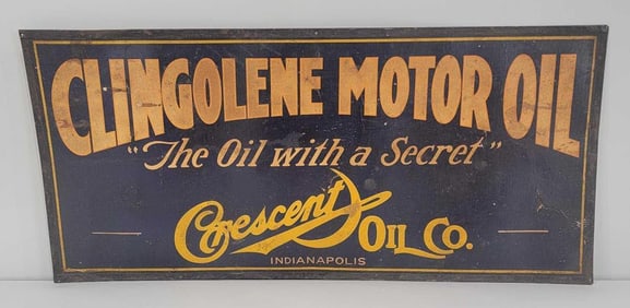 Clingolene Motor Oil Crescent Oil Co. Indy Cardboard Sign (TAC)
