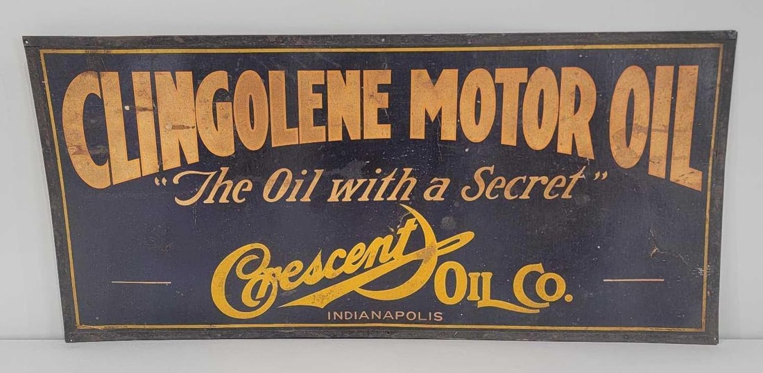 Clingolene Motor Oil Crescent Oil Co. Indy Cardboard Sign (TAC) (1 of 5)