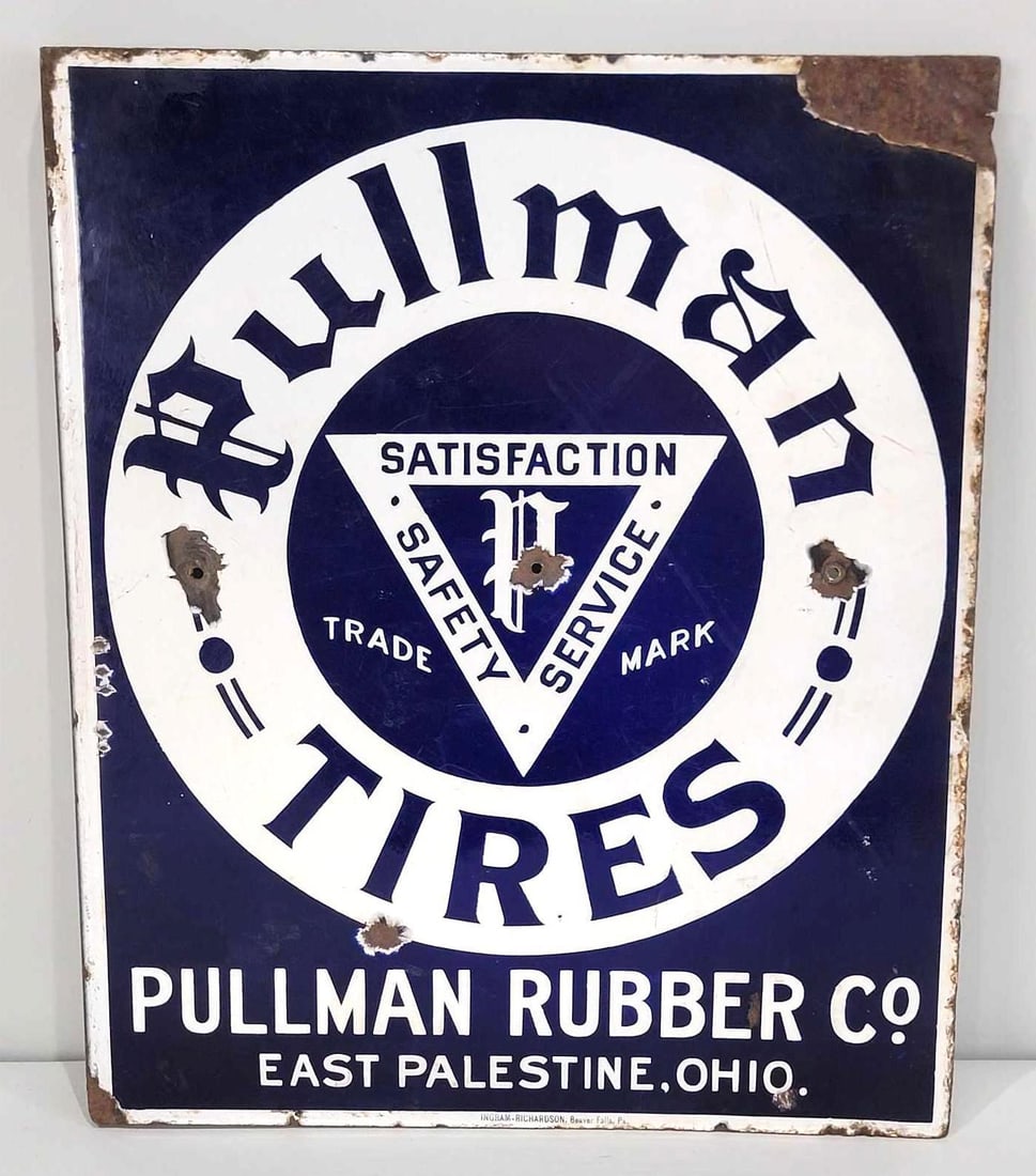 Pullman Tires Porcelain Flange Sign (TAC) (1 of 9)