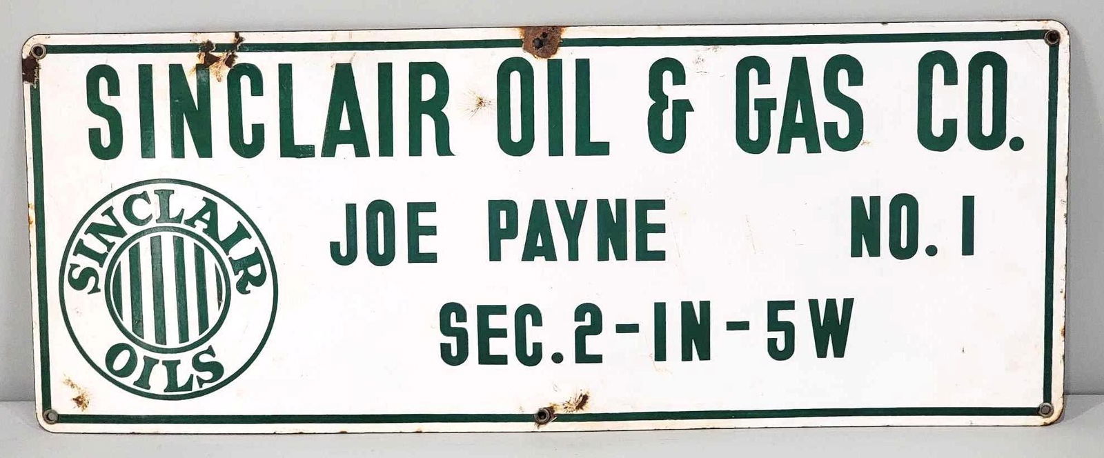 Sinclair w/Oils Logo Porcelain Well Sign (TAC) (1 of 3)