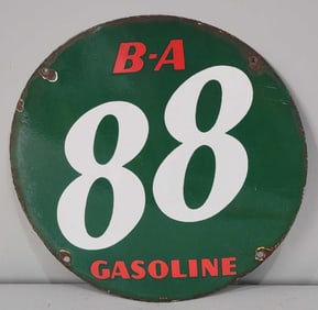 B-A Gasoline 88 Porcelain Pump Sign (TAC)