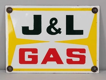 J&L Gas Porcelain Pump Sign (TAC)