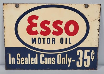Esso Motor Oil "in sealed cans only-35?" Metal Sign (TAC)