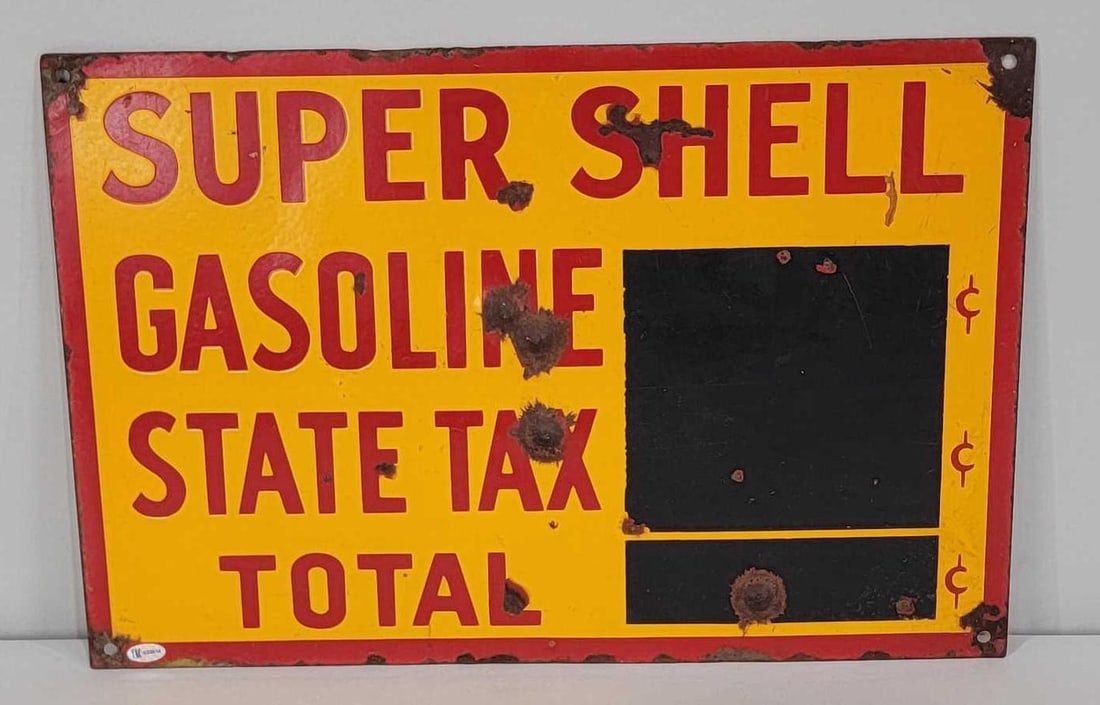 Super Shell Gasoline Porcelain Pricer Sign (TAC) (1 of 7)