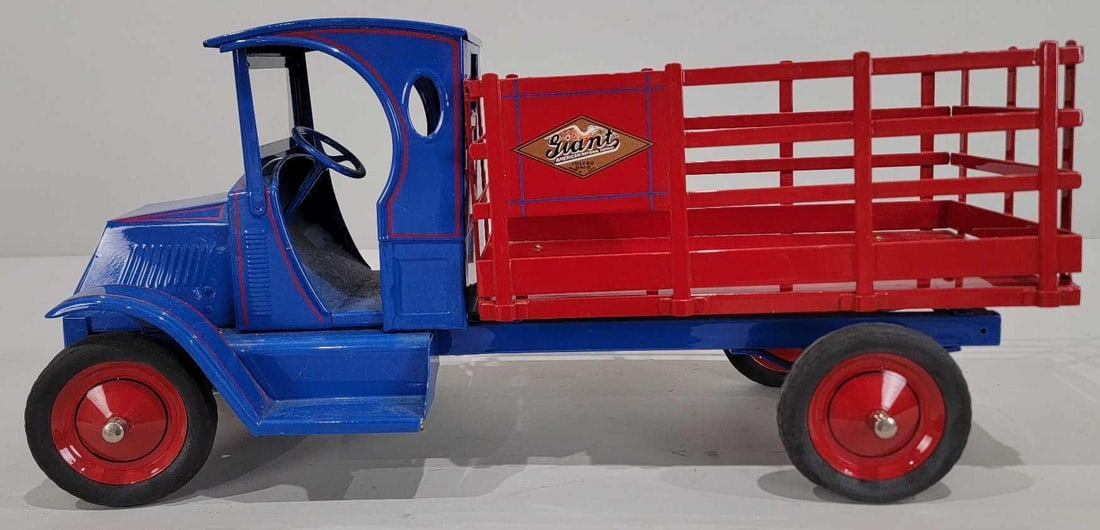 American National C-Cab Stake Truck (restored): 27"L., the press steel truck has been professionally restored.